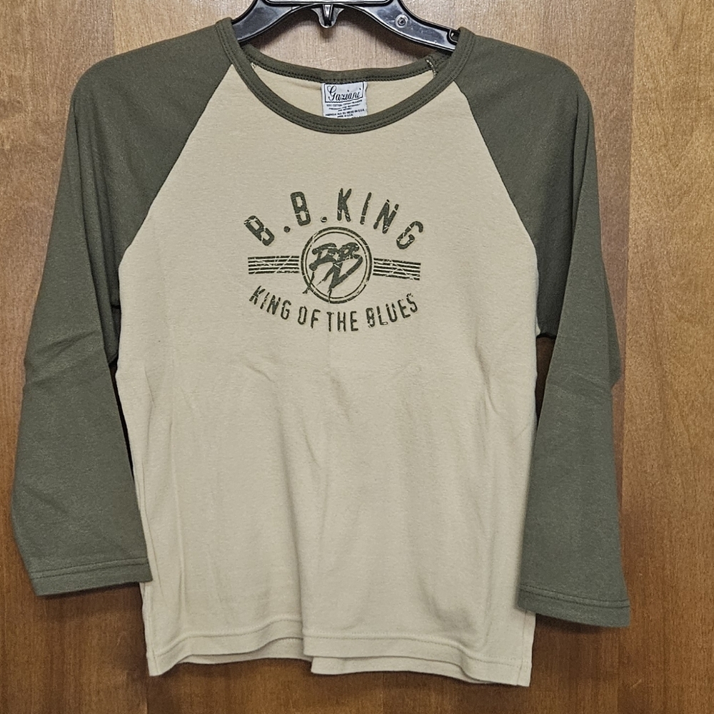B.B. King Raglan Baseball Tee - Olive/Beige